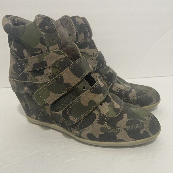 Ash Women’s Sz EU 39 US 8, 8.5, 9 Camo Wedge Heal Ankle Sneaker Shoe Bootie - Picture 4 of 14